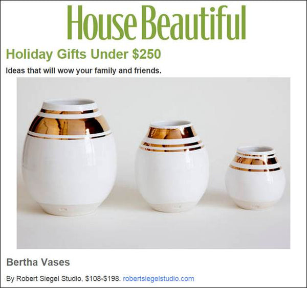HouseBeautiful.com features Robert Siegel Studio’s Bertha Vases